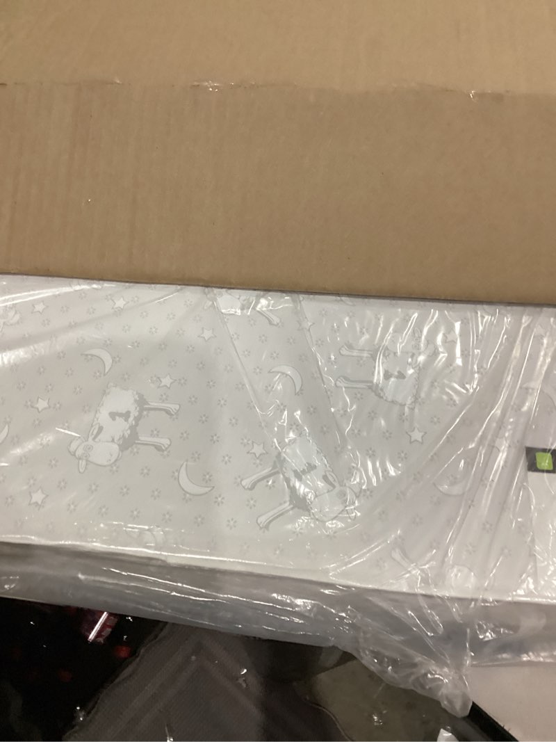 Condition photo showing Good Condition for Delta Children Serta SleepTrue Mini Crib Mattress, Premium Sustainably Sourced Fiber Core, Hypoallergenic & Waterproof Cover, Greenguard Gold Certified - Made in USA, White 38x24x4 Inch (Pack of 1) Mattress