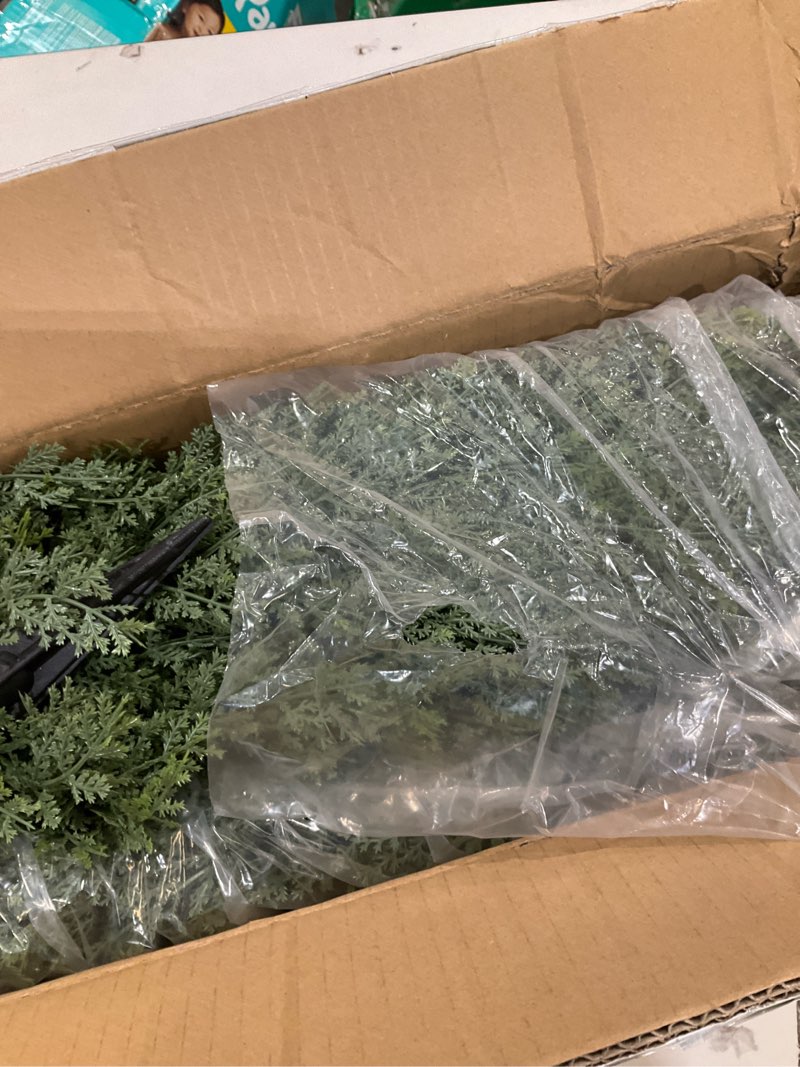 Condition photo showing Good Condition for 3FT Artificial Cedar Topiary Trees with Ground Spike, Set of 2 UV Resistant Fake Evergreen Bushes Shrubs Trees Artificial Plants Realistic Faux Cypress Plants for Indoor Outdoor Front Porch Garden