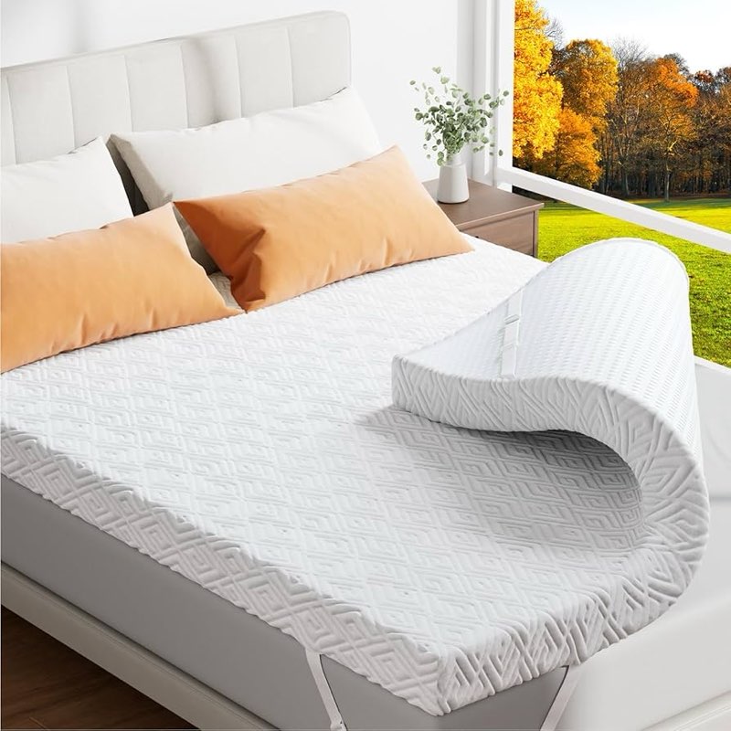 (Similar color  coffee )Memory Foam Mattress Topper - 3 Inch Gel Mattress Pad for Pressure Relief, Premium Soft Cooling Sleep Bed Topper, Non-Slip Design with Removable & Washable Cover, CertiPUR-US Certified, King