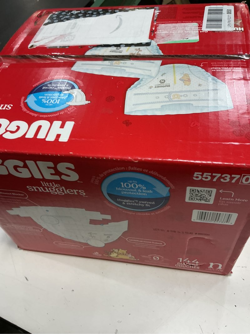 Condition photo showing New/Like New for huggies size newborn diapers, little snugglers baby diapers, size newborn (up to 10 lbs), 144 count, packaging may vary