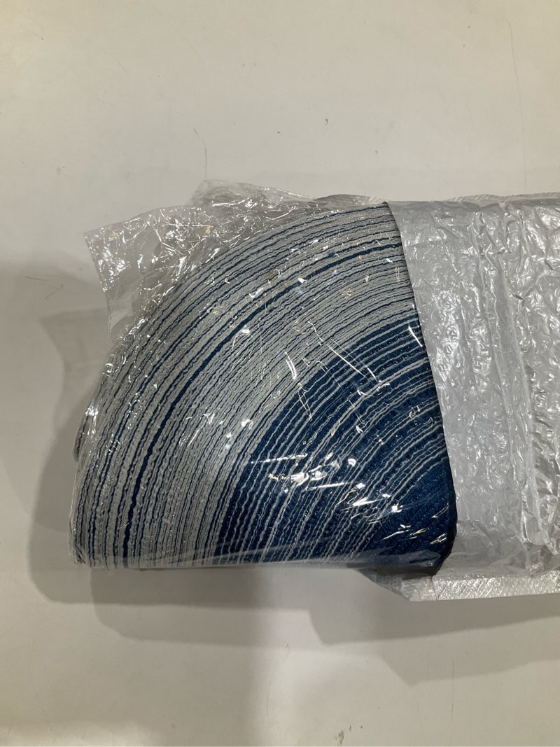 Condition photo showing New/Like New for 6 pcs light luxury round braided placemats, 15" woven place mats, spiral design dining table decor, heat resistant linen table mats set (blue)