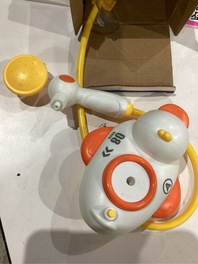 Condition photo showing Good Condition for duckie baby bath shower head, toddler bath toys for kids ages 1-3, baby shower head for bathtub with three squirting ducks, birthday gift for toddler boys girls cute duck