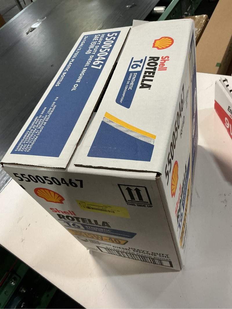 Condition photo showing New/Like New for shell rotella t6 full synthetic 15w-40 motor oil, 1 gallon (3 pack) 1 gallon 3-pack 15w-40