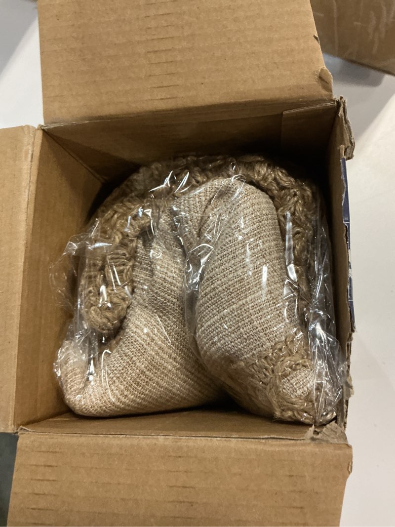 Condition photo showing New/Like New for Phantoscope Pack of 2 Farmhouse Decorative Solid Throw Decorative Pillow Cover Burlap Linen Trimmed Tailored Edges, Oatmeal 20 x 20 inches, 50 x 50 cm 20" x 20" (Pack of 2) Oatmeal