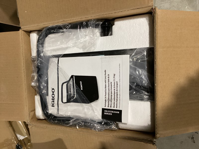 Condition photo showing Good Condition for igloo premium self-cleaning countertop ice maker machine, handled portable ice maker, produces 26 lbs. in 24 hrs. with ice cubes ready in 6-8 minutes, comes with ice scoop and basket black 26 lb handle