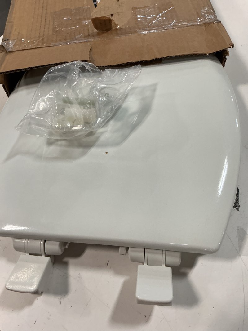 Condition photo showing As Is for mayfair nextstep2 toilet seat with toddler potty training seat built-in, slow close, easy clean, magnetic removable kids seat, made in usa, elongated, white