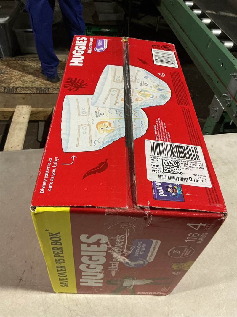 Condition photo showing New/Like New for Huggies Size 4 Diapers, Little Snugglers Baby Diapers, Size 4 (22-37 lbs), 120 Count, Packaging May Vary Size 4 120