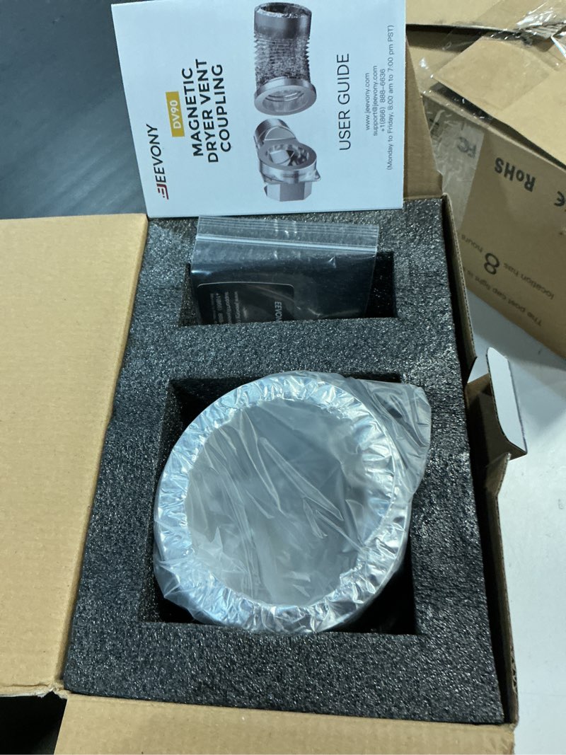 Condition photo showing Good Condition for magnetic dryer vent coupling dv90 airtight seal dryer vent connector kit easy to clean quick connector including a 2.6ft 4" duct and two clamps(aluminum m)