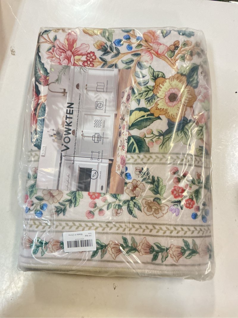 Condition photo showing New/Like New for Runner Rug for Kitchen Rug Non Slip 2'6"x8' Washable Rugs with Rubber Backing Soft Vintage Floral Carpet Runner for Kitchen, Laundry, Bedroom, Bathroom, Beige Beige 2'7" x 8' (Rectangular)