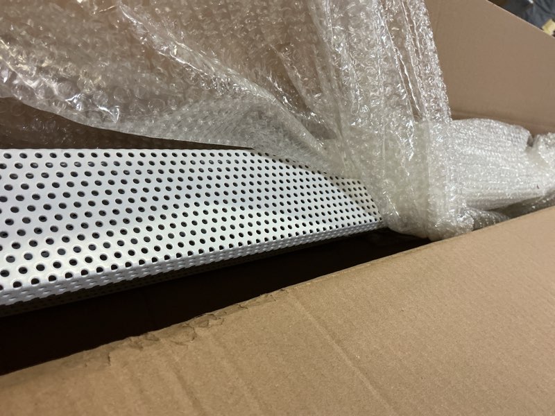 Condition photo showing New/Like New for Upgraded 4 FT Base board Heater Cover with Left and Right Endcaps, Galvanized Steel Easy Slip-On Heater Cover for Replacing Old and Rusty Looking Electric and Hydronic Base board Heat Covers