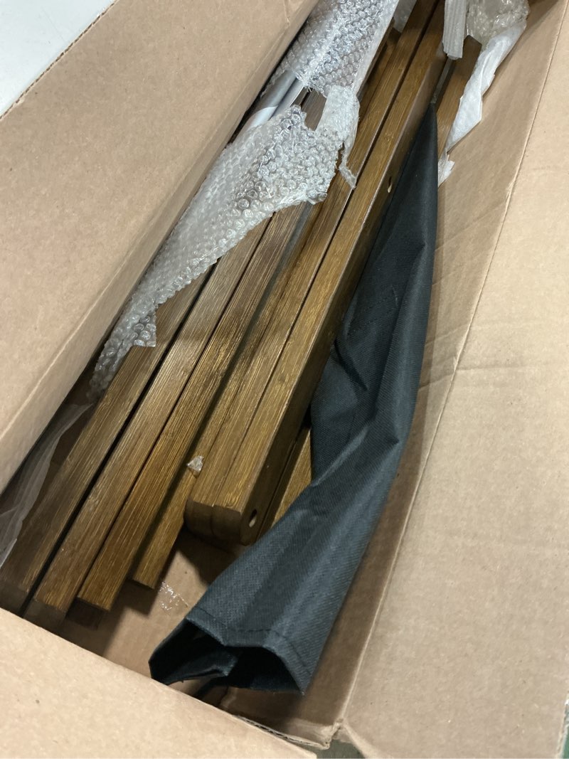 Condition photo showing As Is for VASMIA Luggage Rack, Folding Suitcase Stand with Storage Shelf,Bamboo Luggage Stand for Guest Room,B