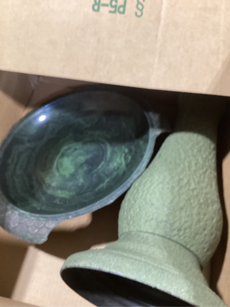 Condition photo showing Good Condition for solution4patio fiberclay outdoor bird bath, weather-resistant garden decor with non-slip basin, durable marble-look bird baths for outdoors, easy-clean birdbath for outside for lawn yard garden