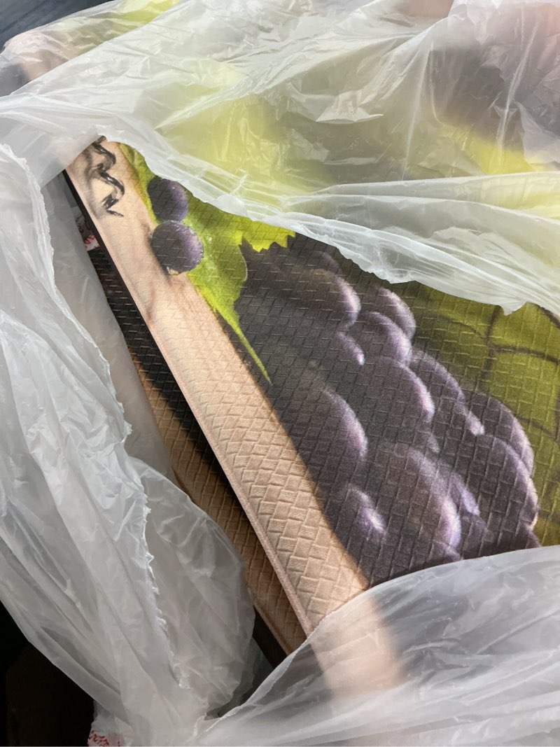 Condition photo showing As Is for arttown red rose wine wooden anti-fatigue kitchen rug set of 2 fruit summer green cushioned floor standing mat waterproof non-slip kitchen mat and pvc ergonomic comfort foam rug rose wine kitchen mat