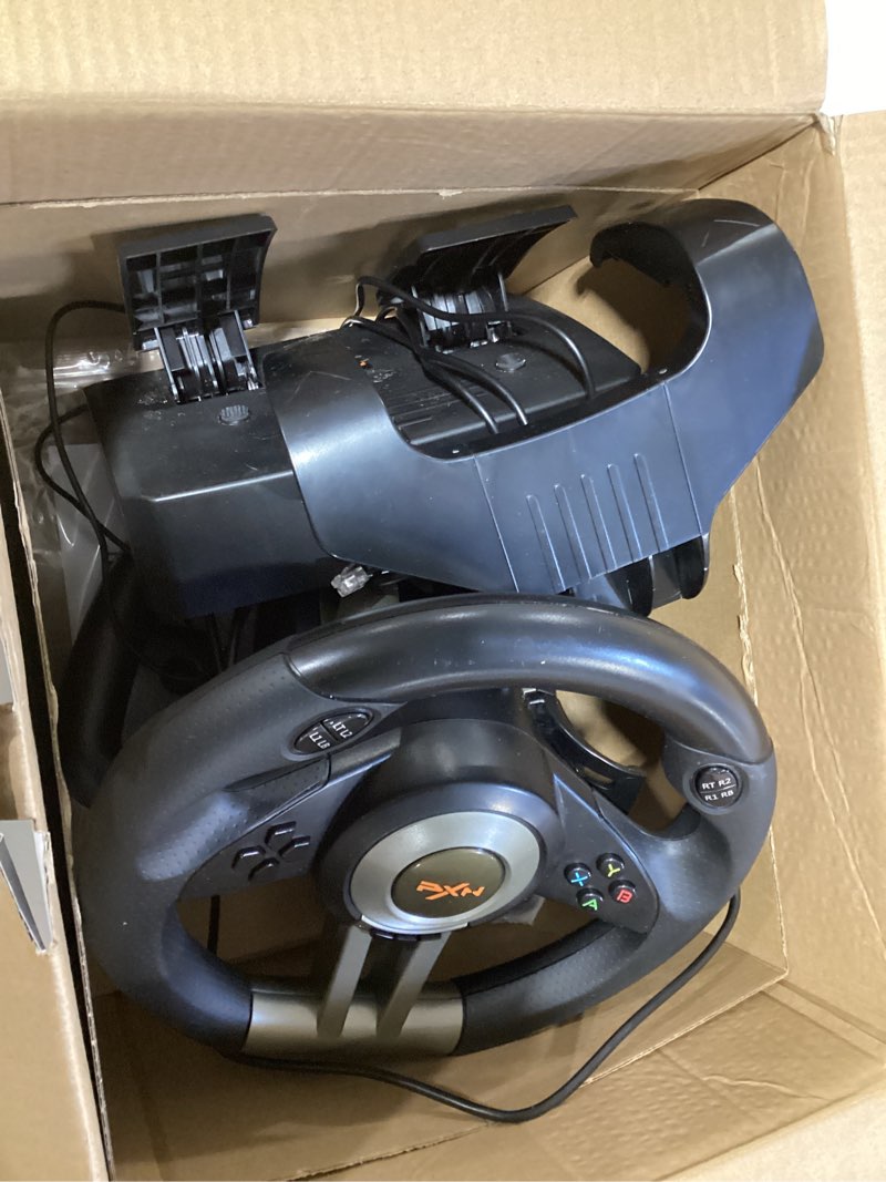 Condition photo showing Good Condition for pxn pc racing wheel, v3 pro 180 degree universal usb car sim race steering wheel with pedals for pc, ps3, ps4, xbox one, xbox series x/s, switch (black)