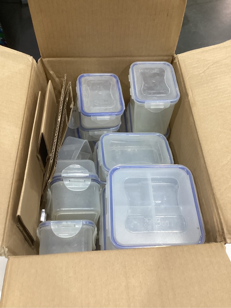 Condition photo showing Good Condition for lock & lock easy essential storage set/food containers airtight bins/bpa-free/dishwasher safe, 38 piece, clear 38 piece assortment 38 piece