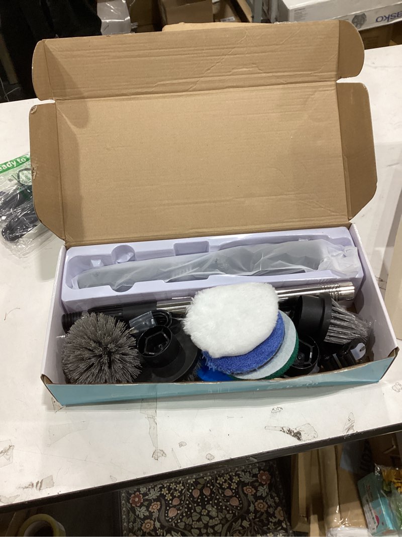 Condition photo showing Good Condition for Leebein Electric Spin Scrubber, Shower Scrubber with 4 Adjustable Angles and 8 Brush Heads, Electric Scrubber with Long Handle & Remote Controller, Cleaning Brush for Bathroom, Tub, Floor (Black)