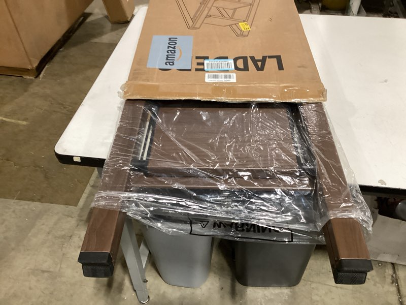 Condition photo showing Good Condition for mayi plus 2 step ladder,aluminum folding step stool for adults,step ladder with wide anti-slip pedal,330 lbs capacity for home,office,kitchen,library(walnut) walnut 2 step