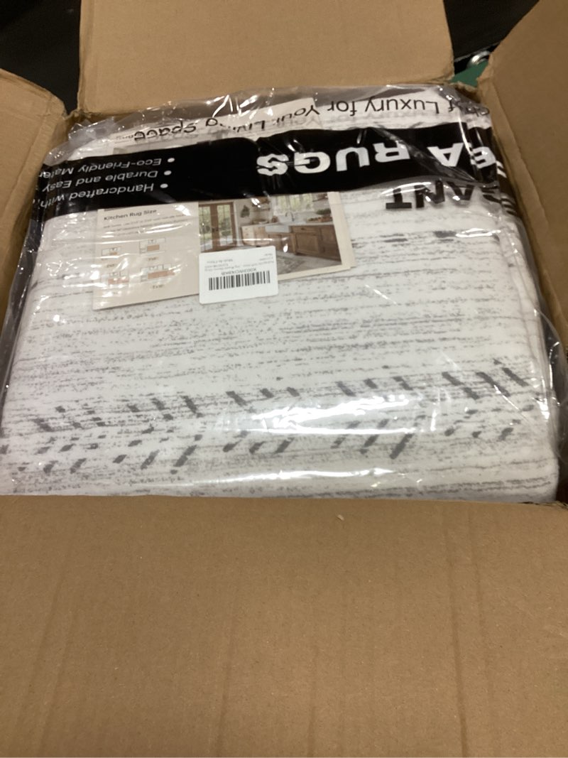 Condition photo showing New/Like New for nakagishi 6x9 area rugs living room: washable boho large neutral soft farmhouse rug stain resistant modern indoor floor non-slip carpet for bedroom nursery kids playroom office dining room dorm- gray boho grey 6' x 9' (rectangular)