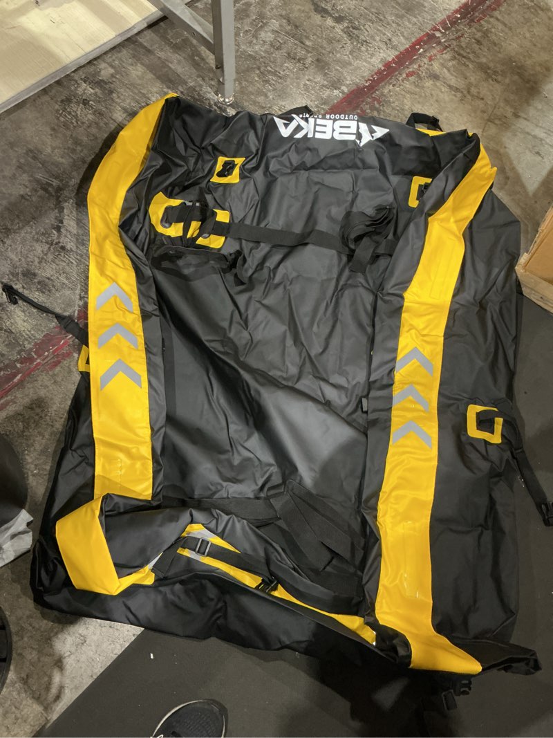 Condition photo showing Good Condition for beka rooftop cargo carrier - 15 cubic feet waterproof roofbag for cars w/without roof rack, 6 hook straps included car top carrier roof bag for suvs and sedans, anti-slip mat, waterproof car roof bag
