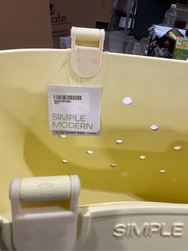 Condition photo showing Good Condition for simple modern waterproof rubber beach bag | large | yellow | getaway tote bag with zipper pocket, beach tote & pool bag for travel, boat, groceries | beach essentials | buttercup