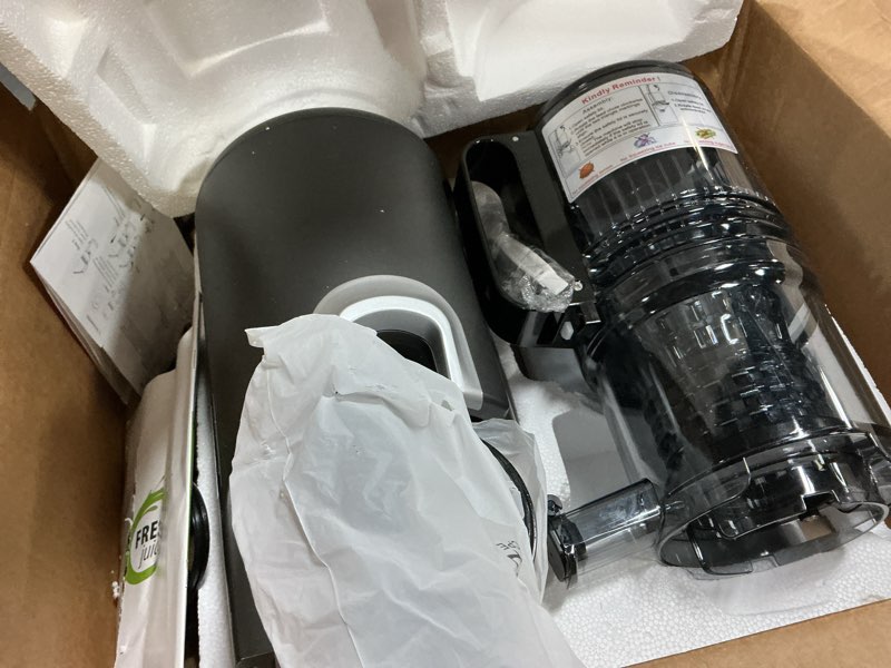 Condition photo showing Good Condition for hobsir juicer machines, 5.3-inch cold press juicers, masticating slow juicer machine with 300w, large feed chute juice machines for vegetables and fruits, easy to clean juicers magic, black matte black