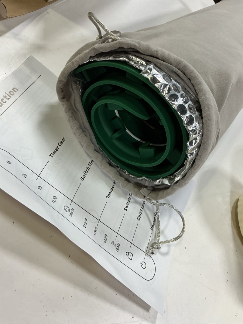 Condition photo showing New/Like New for food warming mat electric tray: adjustable silicone heating pad with 3 temperature settings 4 timer function portable roll up hot plate for buffets party gatherings kitchen warmer countertop green 24 x 16 inch green