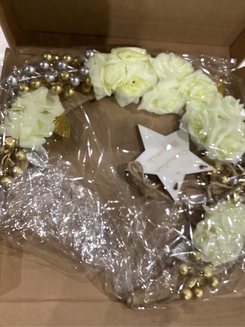 Condition photo showing Good Condition for eid ramadan mubarak wreaths ramadan decorations for home front door eid decor round metal hoop floral hanging garland for wall window indoors outdoor farmhouse decor fresh