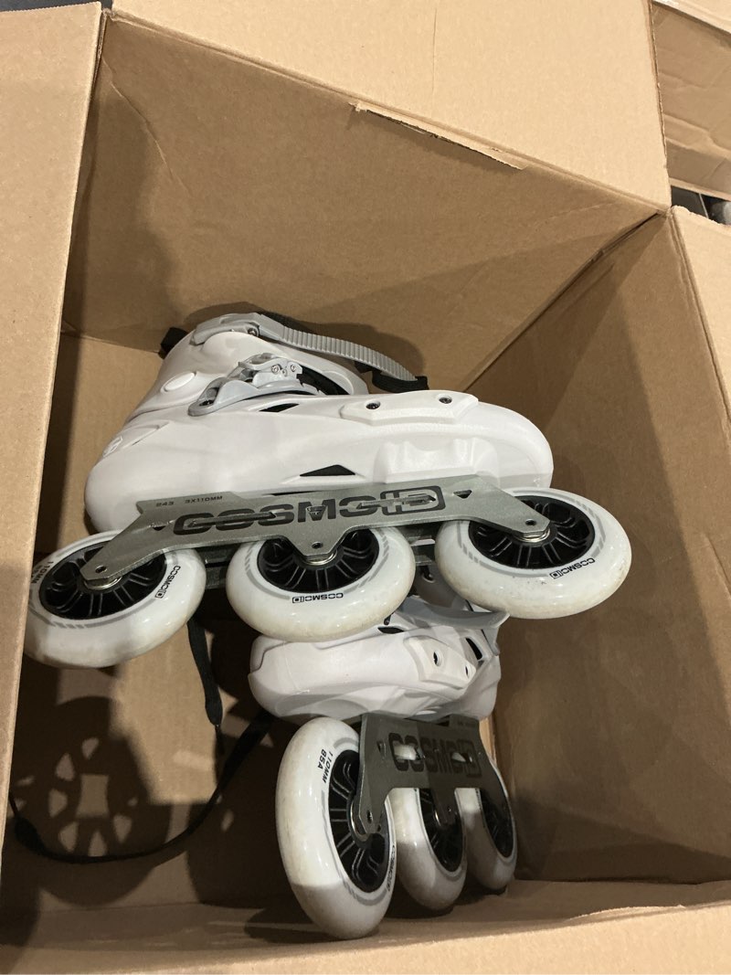 Condition photo showing As Is for tt3 adult inline skate - cosmoid high performance roller skates blades for women & men, 3 wheels 110mm metal frame,indoor outdoor and fitness grey, size 5-13 usm8-9/usl9-9.5