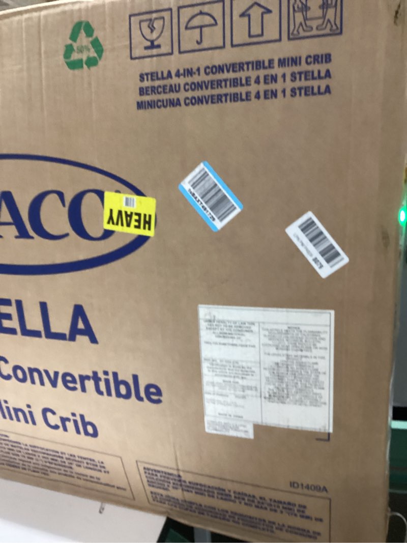 Condition photo showing New/Like New for Graco Stella 4-in-1 Convertible Mini Crib with Bonus Mattress (White) – Includes Bonus 2.75 Inch Thi