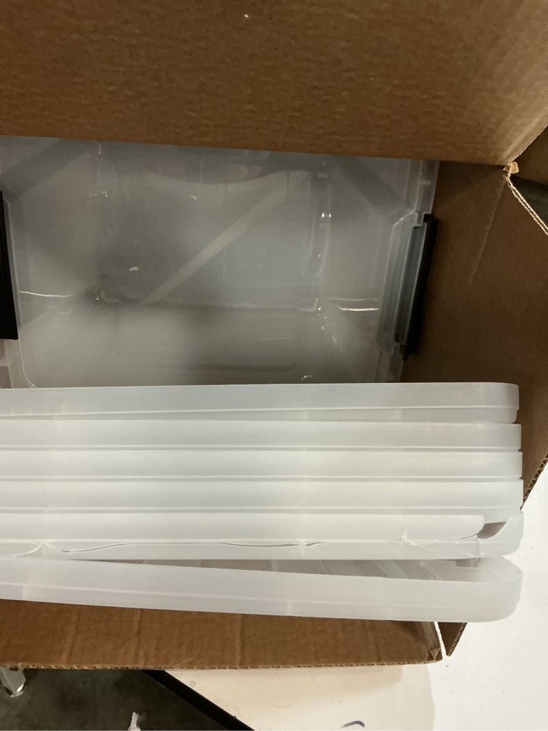Condition photo showing Good Condition for iris usa 19 qt clear plastic storage box with latches  6 pack