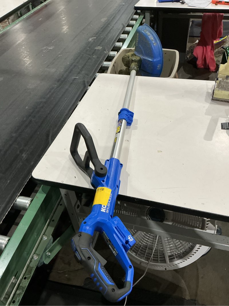 Condition photo showing As Is for kobalt 24-volt 12-in telescopic shaft battery string trimmer edger conversion capable 3 ah