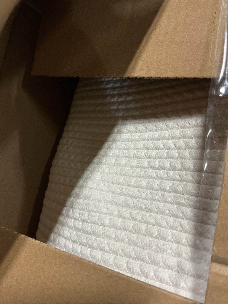 Condition photo showing Good Condition for OIAHOMY XXLarge Rectangle Blanket Basket-96L, Cotton Woven Basket for Storage, Dirty Clothes Basket for Living Room, Nursery, Bedroom, Toy Organizing with Handle, 24" x 16" x 15", White White 24”x16”x15”