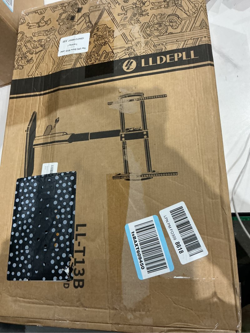 Condition photo showing New/Like New for LLDEPLL Universal TV Stand Tabletop TV Mount with Power Outlet for 50-90 Inch OLED LED Monitors, 9 Levels Height Adjustment, Ambient Lighting on The Bottom Holds up to 150lbs, Black 600x400mm