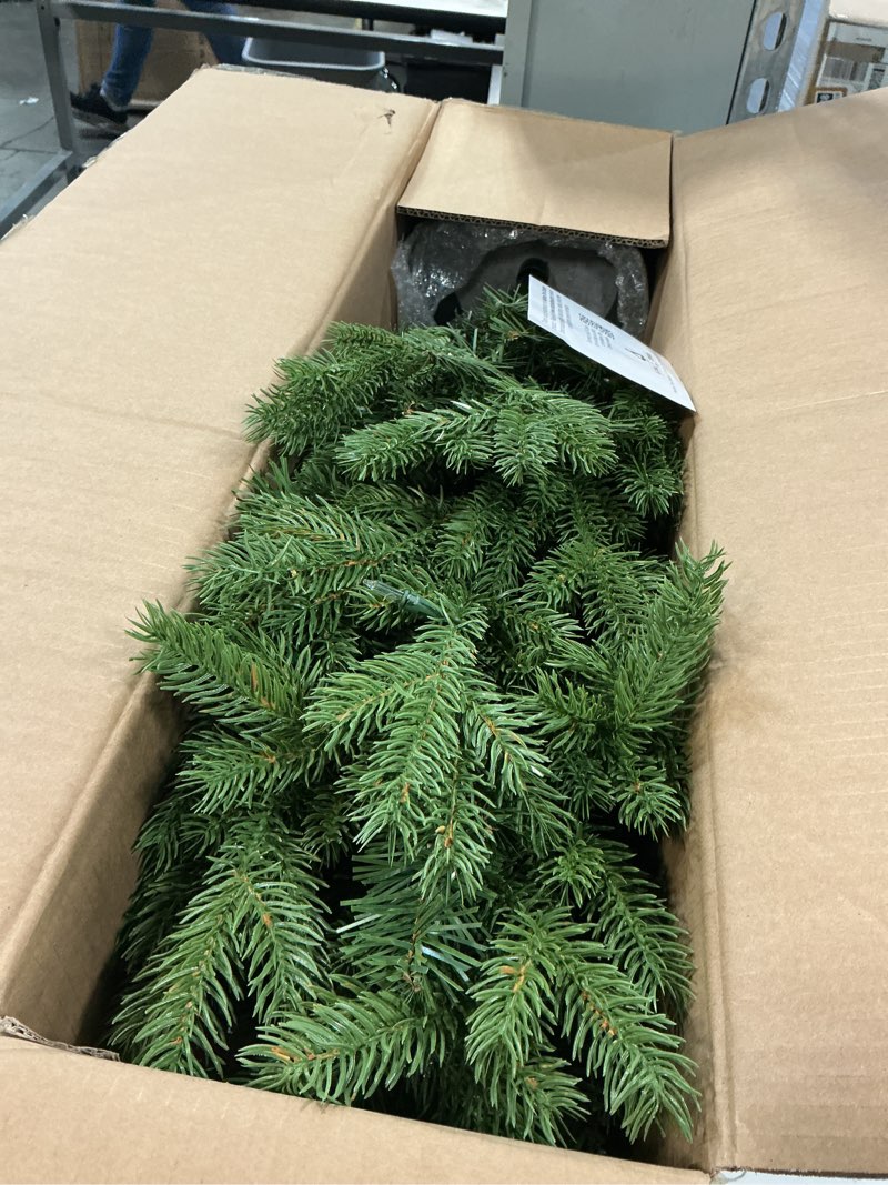 Condition photo showing As Is for National Tree Company 3 ft Pre-Lit Hampton Spruce Mini Artificial Christmas Tree, 100 Clear Lights, 579 Tips, Green Growers Pot