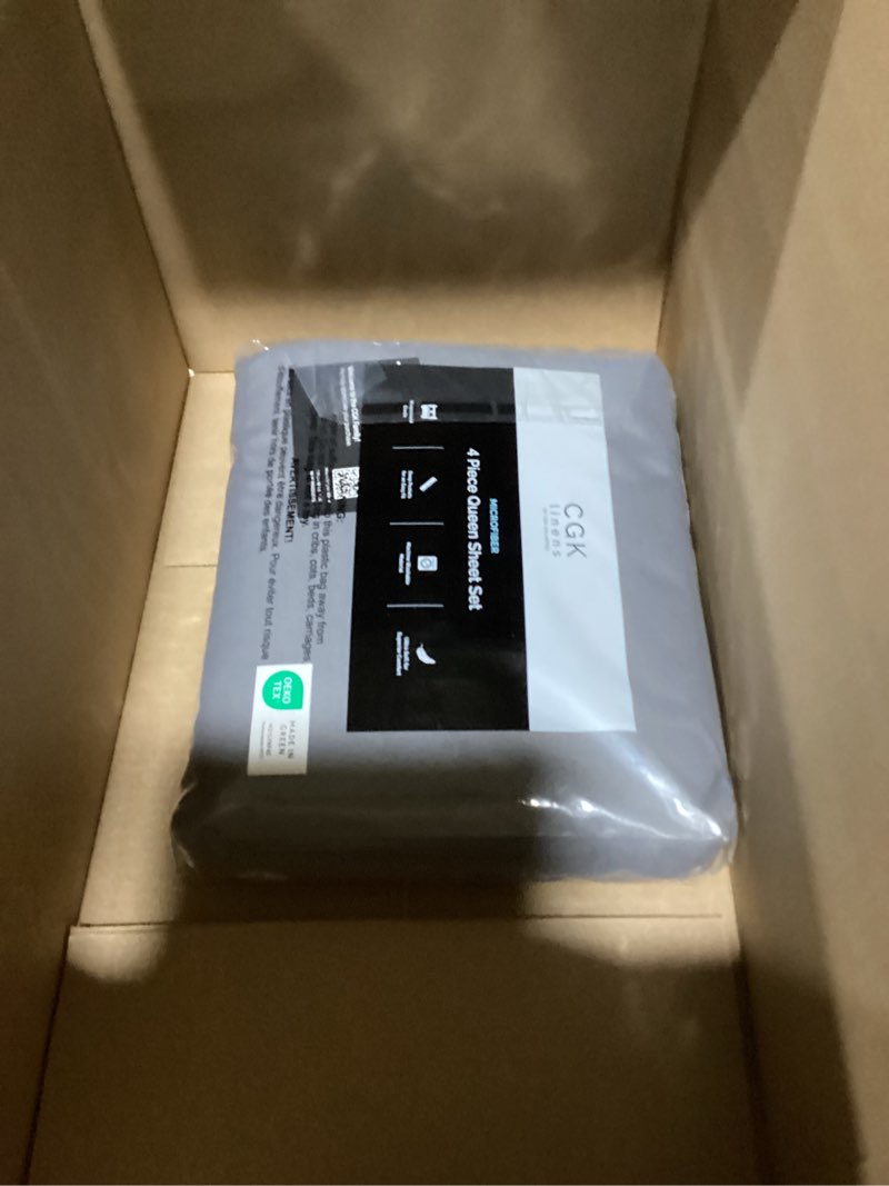 Condition photo showing New/Like New for queen size 4 piece sheet set - comfy breathable & cooling bed sheets set - hotel luxury bedding for women, men, kids, teens, boys & girls - deep pockets, soft and wrinkle free - oeko-tex - dark grey 07 - dark grey queen