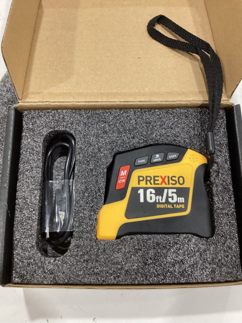 Condition photo showing Good Condition for prexiso 2-in-1 digital tape measure - 16ft rechargeable measuring tape ft/ft+in/in/m/cm/mm - metric & inches retractable measurement tape tool with auto lock & magnetic tip - pythagorean, area, volume yellow