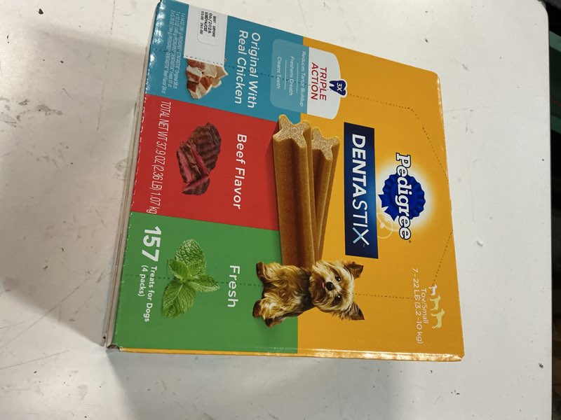 Condition photo showing New/Like New for (bbd ;06/2026))pedigree dentastix toy & small breed  original  beef flavor & fresh variety pack  2.36 lb pack