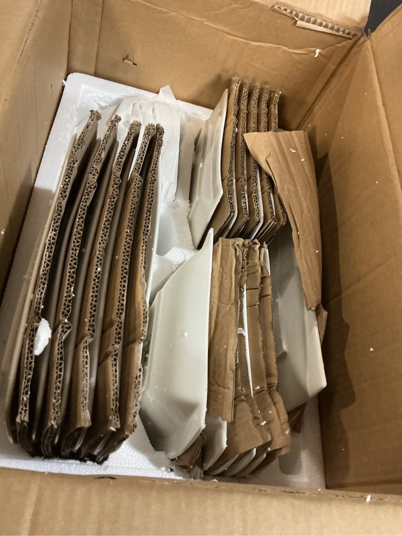 Condition photo showing New/Like New for MALACASA Plates and Bowls Sets, 26 Pieces Ivory White Porcelain Dinnerware Sets without Mugs, Square Dinnerware with Dinner Plates, Bowls and Serving Platters, Modern Dish Set for 6, Series Flora 26 Piece(Service for 6) Ivory White