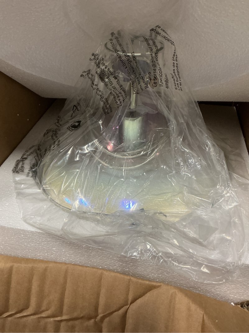 Condition photo showing Good Condition for Colorful Hammered Glass Pendant Light, Hand-Blown Chrome Hanging Lamp with Artistic Stained Shade, Vintage Ceiling Lighting Fixture for Kitchen Island, Dining Room, Bedroom, Hallway Chrome Chain-Colorful