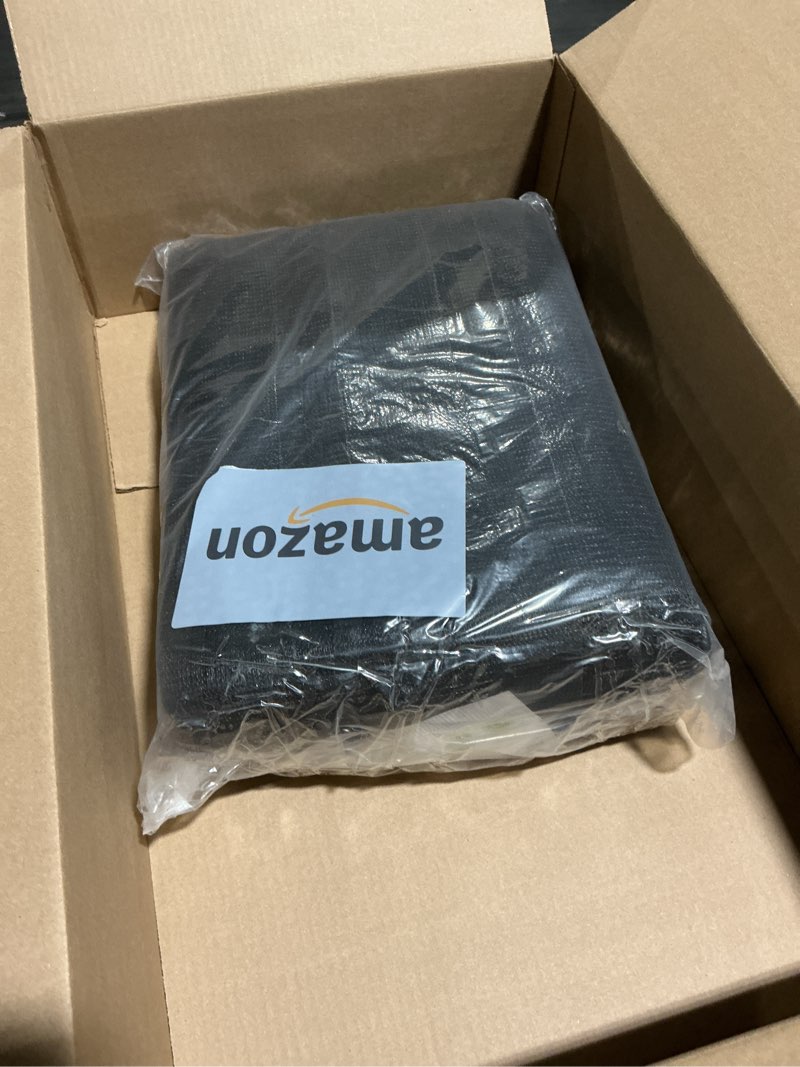 Condition photo showing As Is for [windscreensupplyco] 60-70% 10 ft x 20 ft mesh tarp/shade cloth 9-needle knitted heavy duty black with grommets for green house, garden, pergola, pools, dump truck 60-70% 10 ft. x 20 ft.