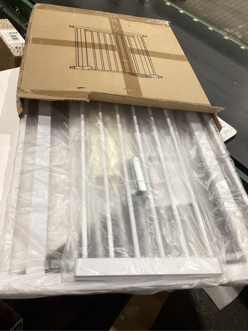 Condition photo showing New/Like New for hoyofo extra wide 57”- 59.8” baby gate for doorways pressure mount stair gates for kids or dogs with auto-close