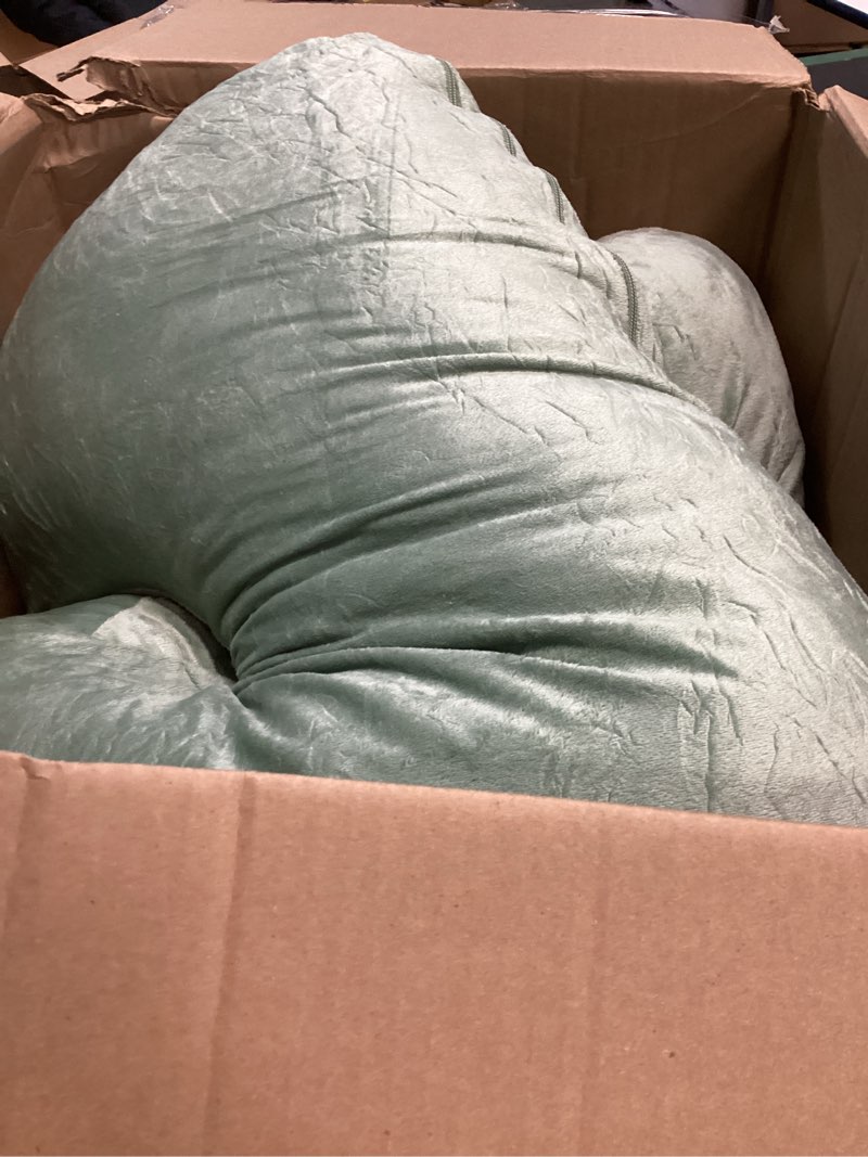 Condition photo showing Good Condition for moon park pregnancy pillows for sleeping - u shaped full body maternity pillow with removable cover - support for back, legs, belly, hips - 57 inch pregnancy pillow for women - green green velvet cover - 57 inch