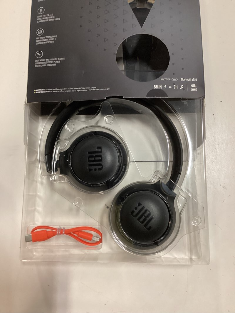 Condition photo showing New/Like New for jbl tune 510bt - bluetooth headphones with up to 40 hours battery, microphone for call, foldable and comfortable, android and ios compatible (black) black one size headphones