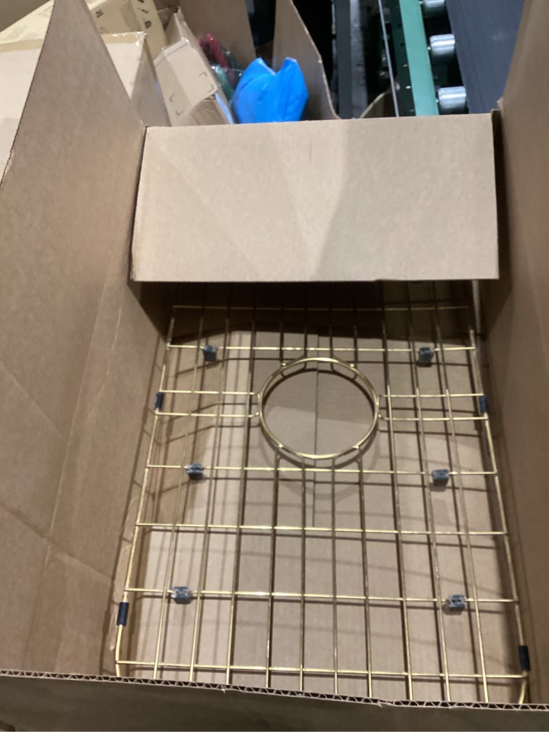 Condition photo showing As Is for Gold Sink Grid 26 1/8"x14 1/16",Sink Protectors for Kitchen Sinks,Sink Grate,Sink Bottom Grid 26 1/8" X 14 1/16" Gold
