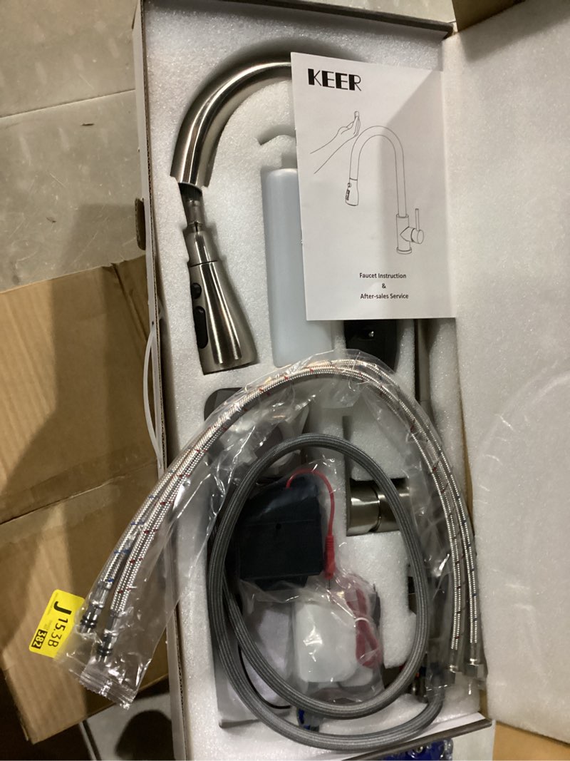 Condition photo showing Good Condition for Touch Kitchen Faucet,KEER Smart Kitchen Sink Faucet with Pull Down Sprayer, Touch on Activated Kitchen Bar Sink Faucet Brushed Nickel, Stainless Steel Touch On Sensor