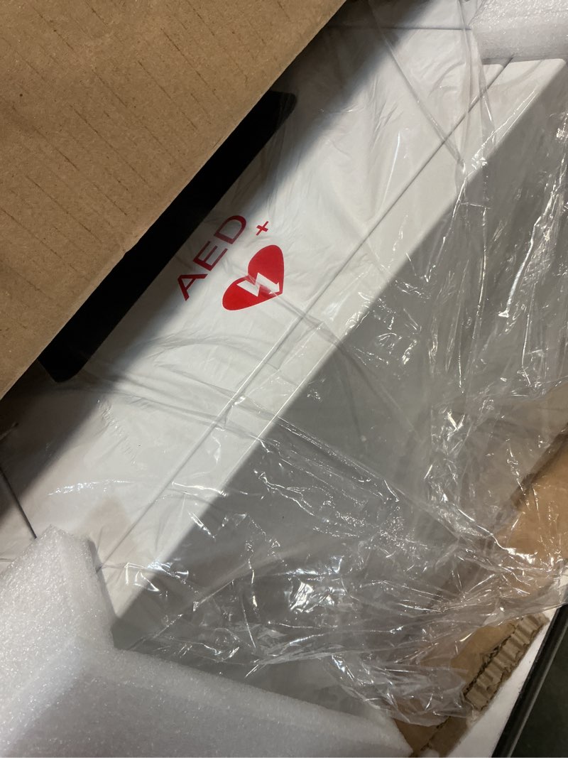 Condition photo showing Good Condition for aed defibrillator cabinet fits all brands of aed, clear window storage cabinet with handle & snap lock, for home, office, hospital and public places, 14.2 x 7.9 x 15.8 inch