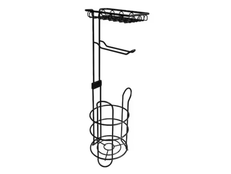 style selections matte black freestanding single post toilet paper holder 2 -rolls