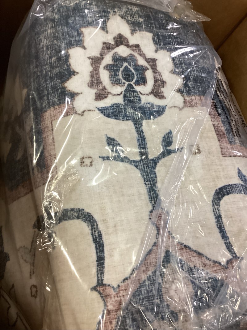 Condition photo showing New/Like New for washable living room area rug - 9 x 12 stain resistant medallion soft bedroom rugs distressed design non shedding carpet for indoor outdoor floor coverings (9x12 blue) 9' x 12' (rectangular) blue