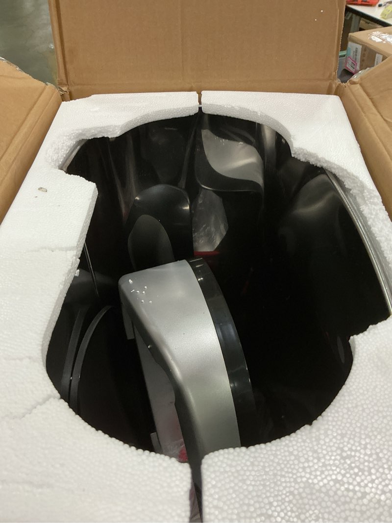 Condition photo showing As Is for SensorCan 50 Liter / 13 Gallon Kitchen Trash Can with AC Adapter & Odor Filter – Motion Sensor Stainless Steel Garbage Bin for Home, Office, Garage – Slim Oval Shape, Large Capacity Design Black and Silver