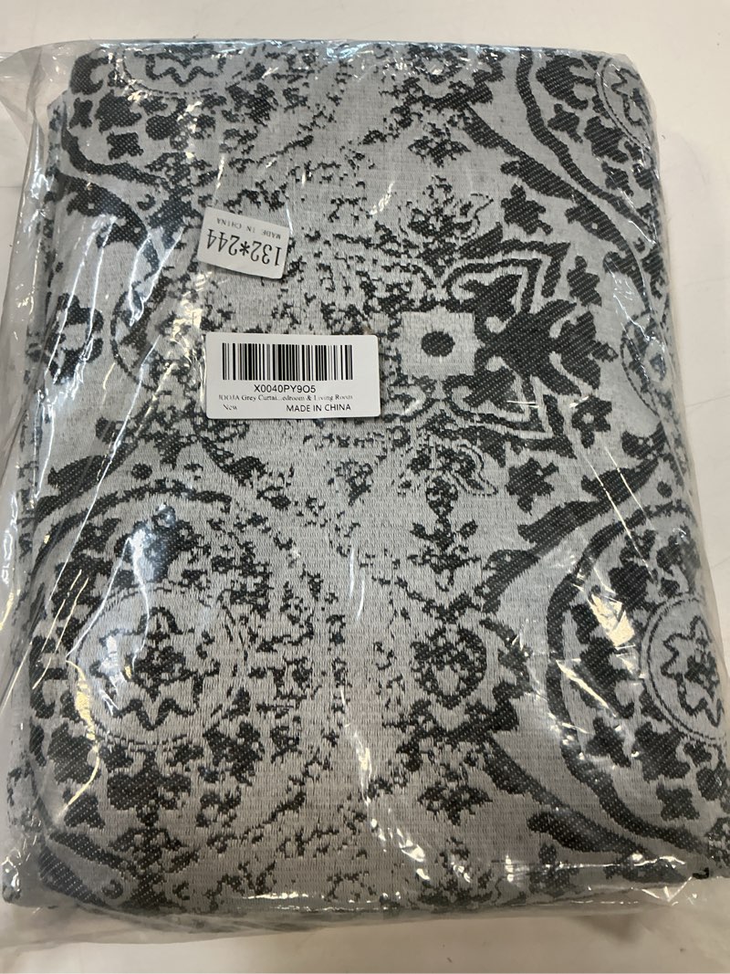 Condition photo showing New/Like New for JOOJA Grey Curtains - 84 inch Length, 2 Panels Set, Jacquard Patterned, Semi-Blackout Boho Curtains for Bedroom & Living Room Grey 52"W x 84"L (Pack of 2)